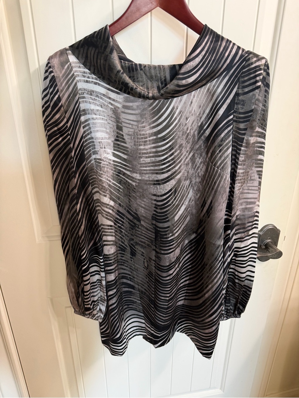 Guess by Marciano Wave-Print Cowl Neck Silk Mini Dress